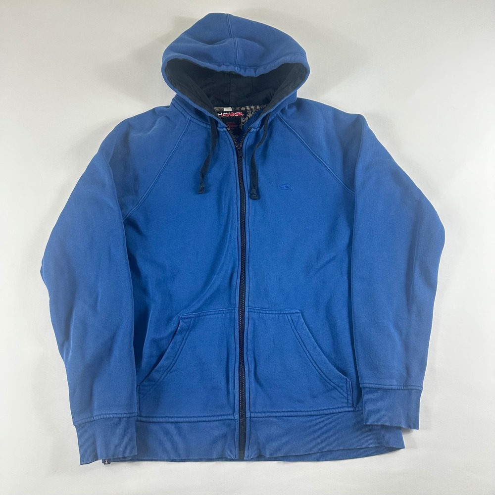 Vintage Hawk's Blue Zip Up‎ Hoodie Hooded Sweatshirt Men's Size S Y2k